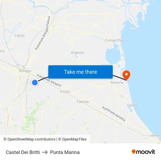 Castel Dei Britti to Punta Marina map