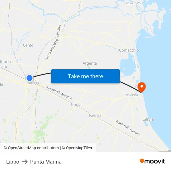 Lippo to Punta Marina map