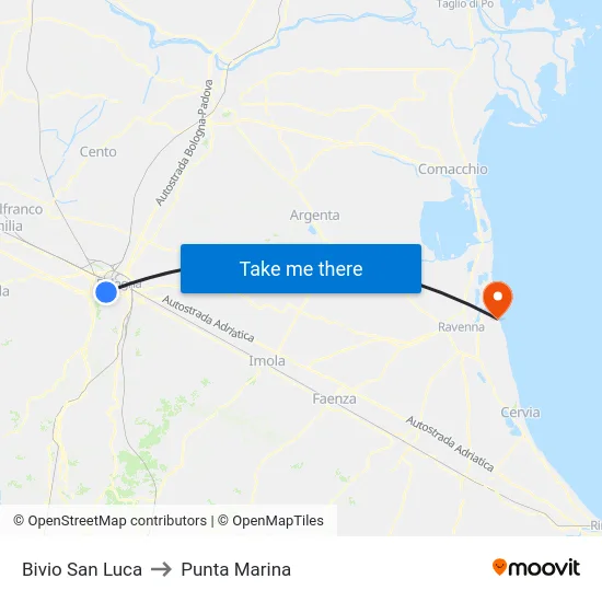 Bivio San Luca to Punta Marina map