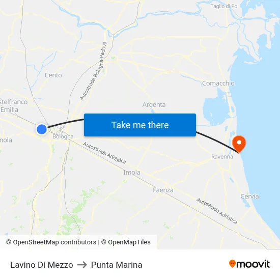 Lavino Di Mezzo to Punta Marina map
