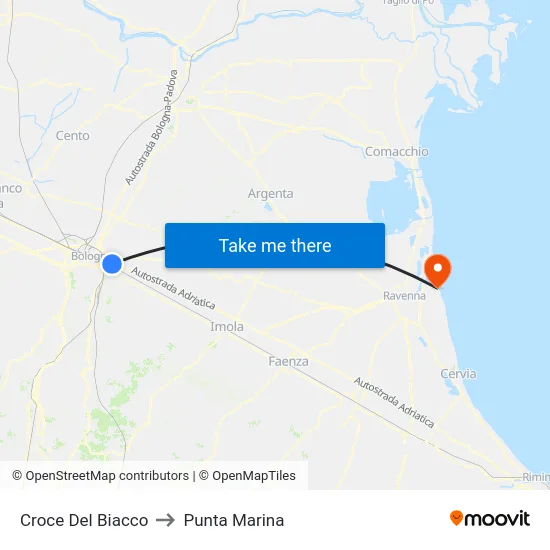 Croce Del Biacco to Punta Marina map