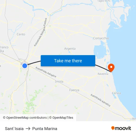 Sant`Isaia to Punta Marina map