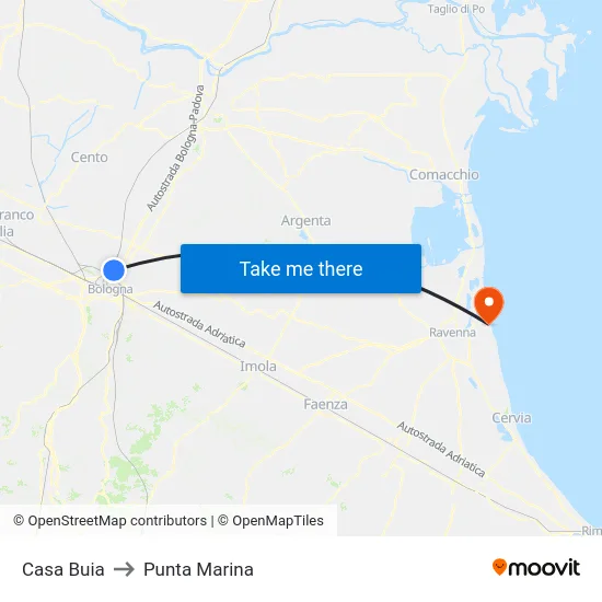 Casa Buia to Punta Marina map