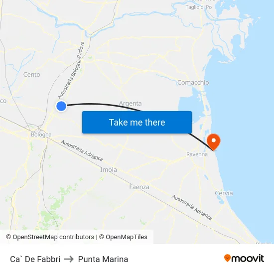 Ca` De Fabbri to Punta Marina map