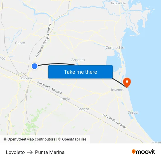 Lovoleto to Punta Marina map