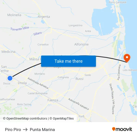 Piro Piro to Punta Marina map