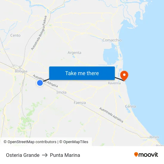 Osteria Grande to Punta Marina map