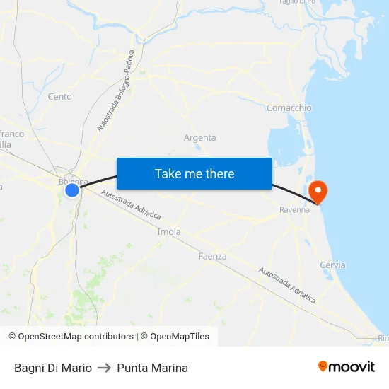 Bagni Di Mario to Punta Marina map
