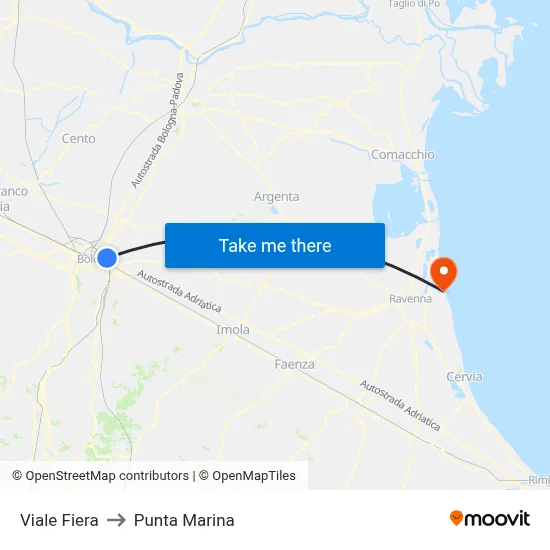 Viale Fiera to Punta Marina map