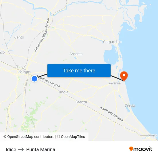 Idice to Punta Marina map
