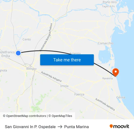 San Giovanni In P. Ospedale to Punta Marina map