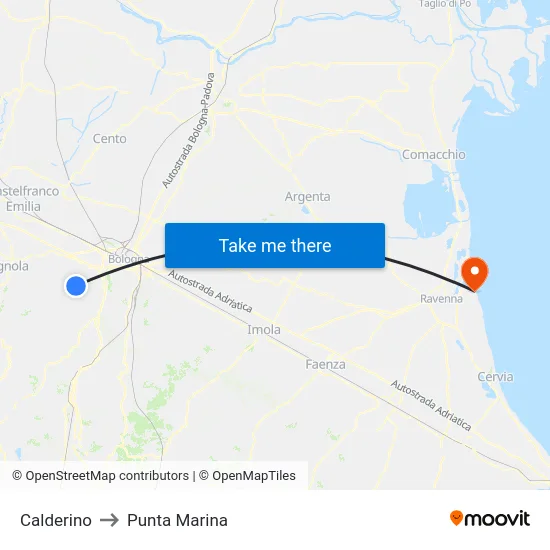 Calderino to Punta Marina map
