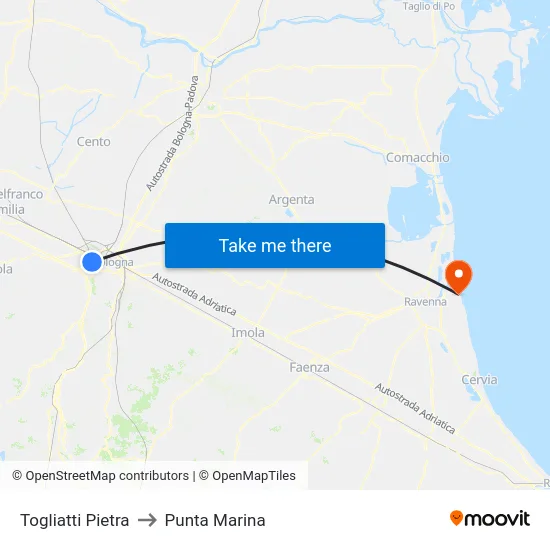 Togliatti Pietra to Punta Marina map