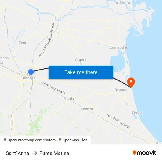 Sant`Anna to Punta Marina map
