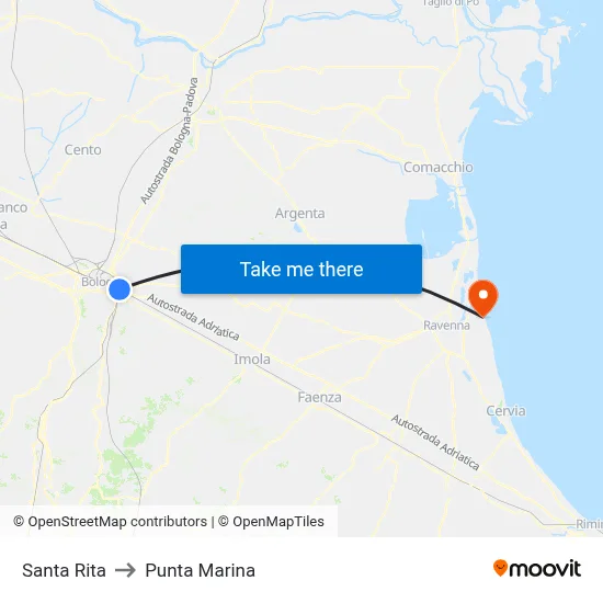 Santa Rita to Punta Marina map