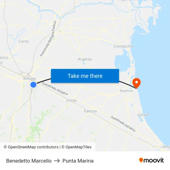 Benedetto Marcello to Punta Marina map