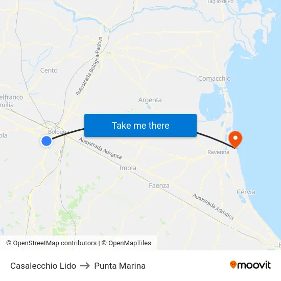 Casalecchio Lido to Punta Marina map