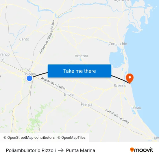 Poliambulatorio Rizzoli to Punta Marina map