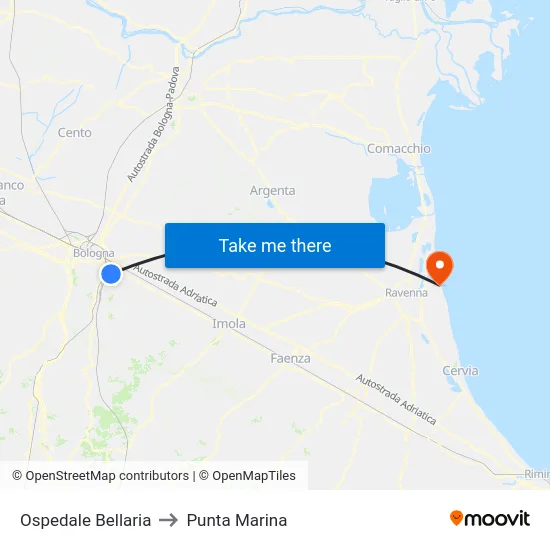 Ospedale Bellaria to Punta Marina map