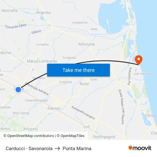 Carducci - Savonarola to Punta Marina map