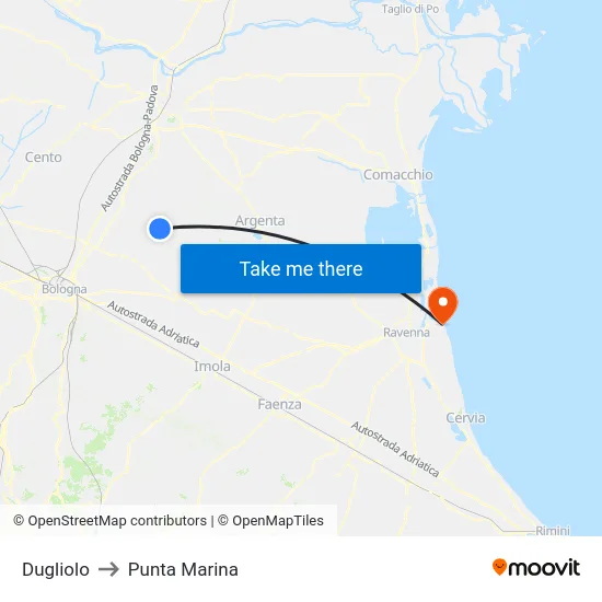 Dugliolo to Punta Marina map