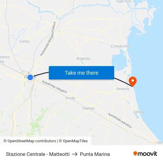 Stazione Centrale - Matteotti to Punta Marina map
