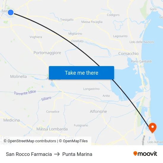 San Rocco Farmacia to Punta Marina map