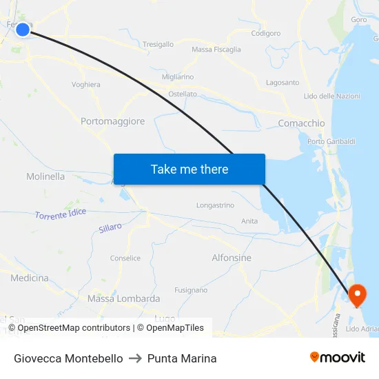 Giovecca Montebello to Punta Marina map