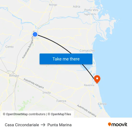 Casa Circondariale to Punta Marina map