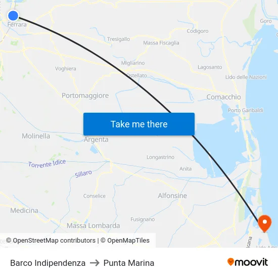 Barco Indipendenza to Punta Marina map