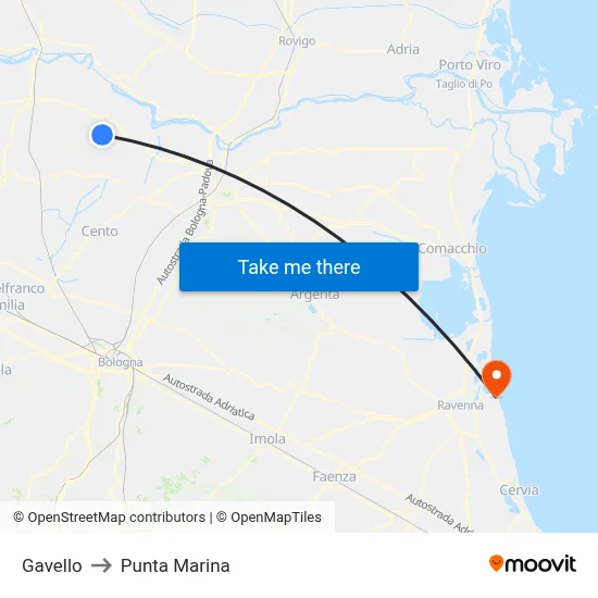 Gavello to Punta Marina map