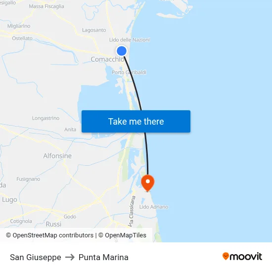 Saint Joseph to Punta Marina map