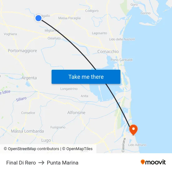 Final Di Rero to Punta Marina map