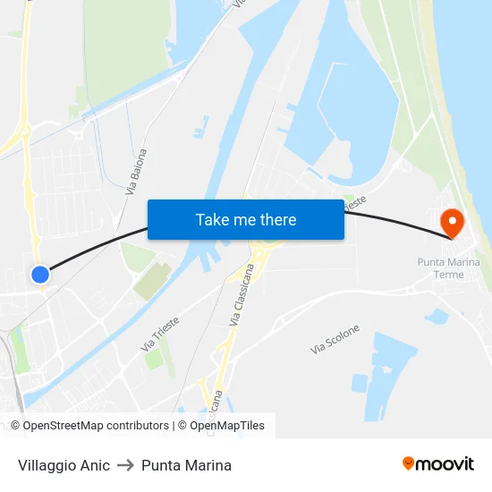 Villaggio Anic to Punta Marina map