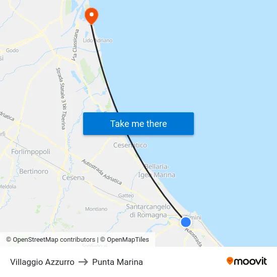Villaggio Azzurro to Punta Marina map