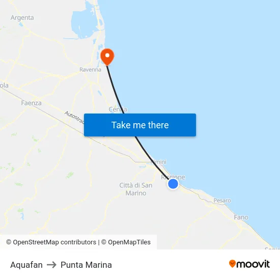 Aquafan to Punta Marina map