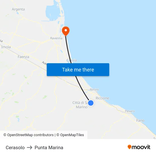 Cerasolo to Punta Marina map