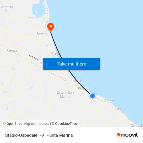 Stadio-Ospedale to Punta Marina map
