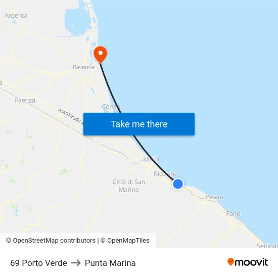 69 Porto Verde to Punta Marina map