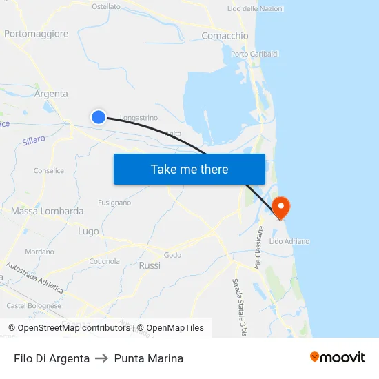 Filo Di Argenta to Punta Marina map