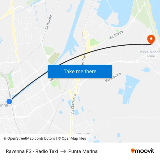 Ravenna FS - Radio Taxi to Punta Marina map