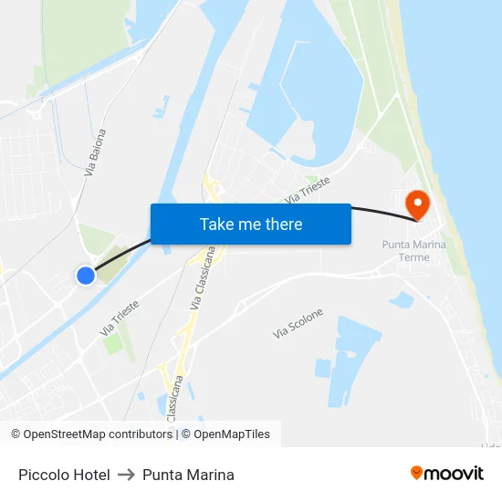 Piccolo Hotel to Punta Marina map