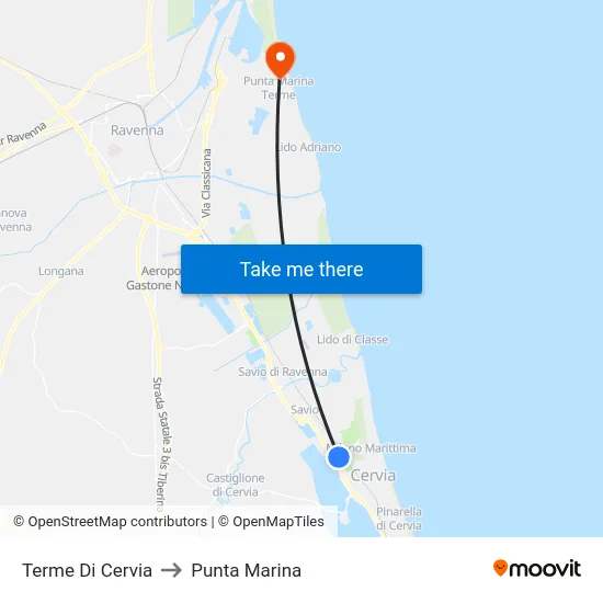 Terme Di Cervia to Punta Marina map