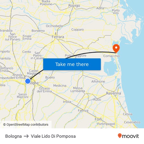 Bologna to Viale Lido Di Pomposa map