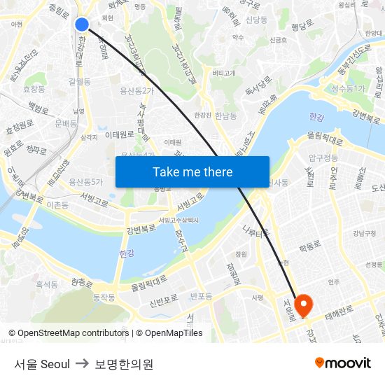 서울 Seoul to 보명한의원 map