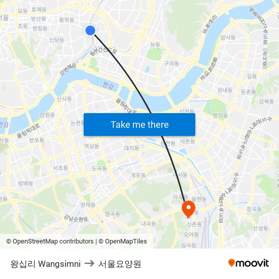 왕십리 Wangsimni to 서울요양원 map