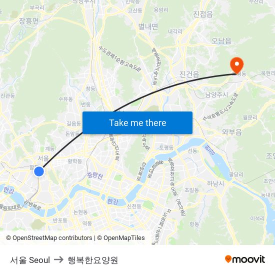 서울 Seoul to 행복한요양원 map