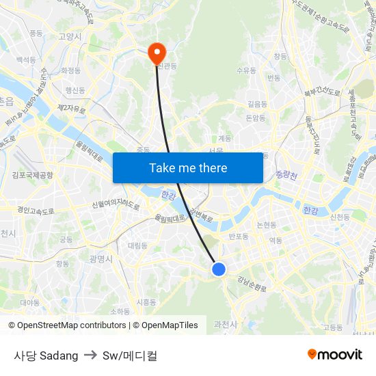 사당 Sadang to Sw/메디컬 map