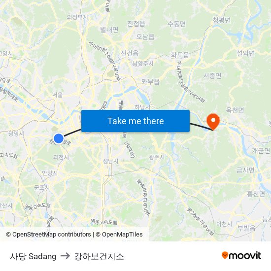 사당 Sadang to 강하보건지소 map