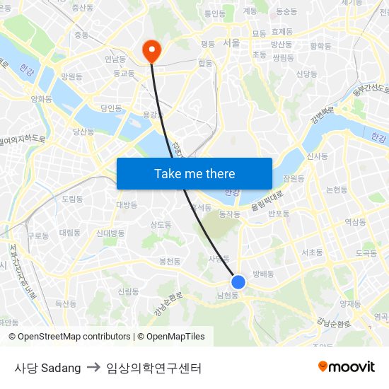 사당 Sadang to 임상의학연구센터 map